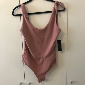 Lulus Pink Tie-Strap Bodysuit NWT